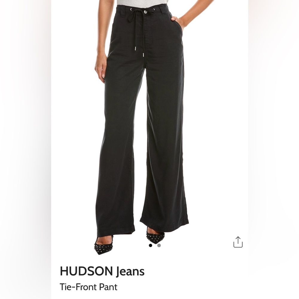 Hudson Jeans Black Tie-Front Wide Leg Pants